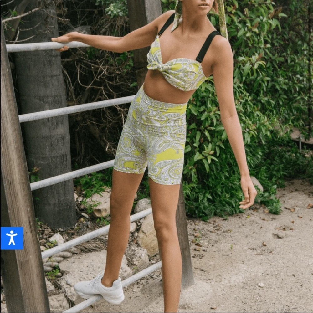 Montce Chartreuse Paisley Pampas Shorts